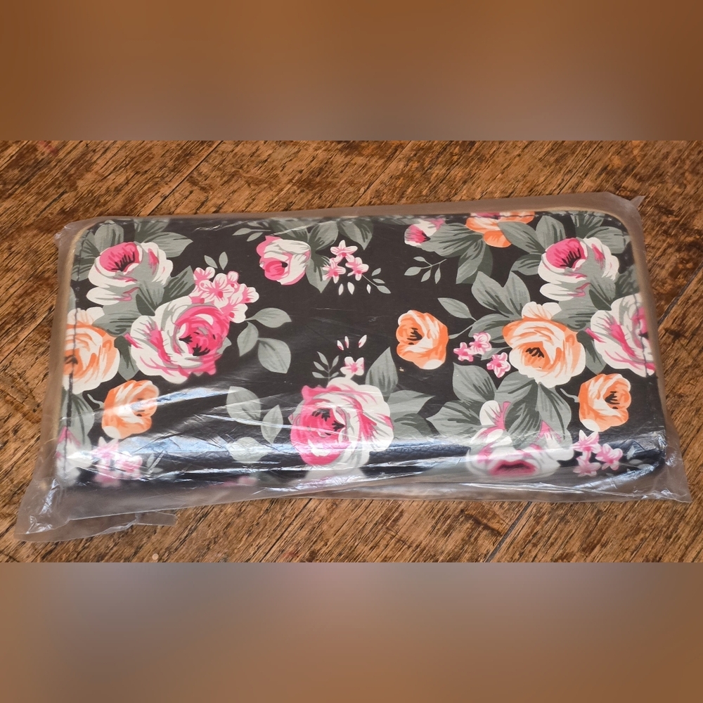 Floral Black Pink Orange Fabric Roll